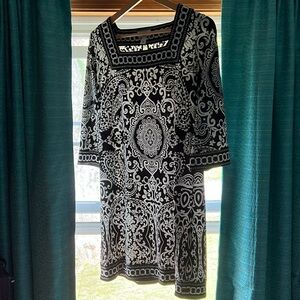 Loft black and white patterned dress